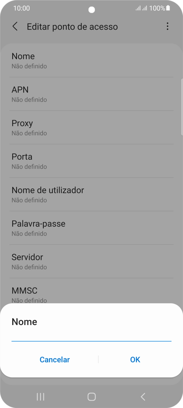 Introduza Vodafone Internet e prima OK.
