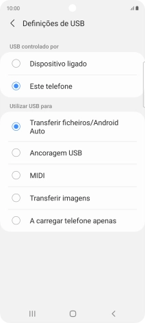 Prima Transferir ficheiros/Android Auto.