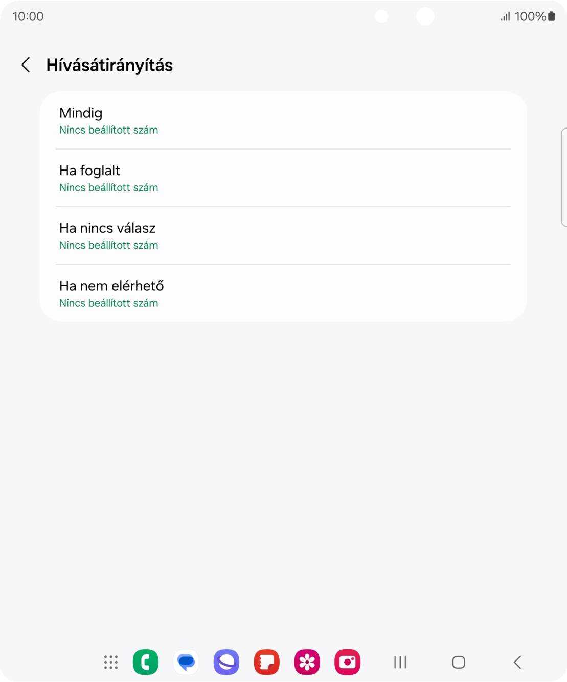 Kattints a kívánt hívásátirányítás-típusra.