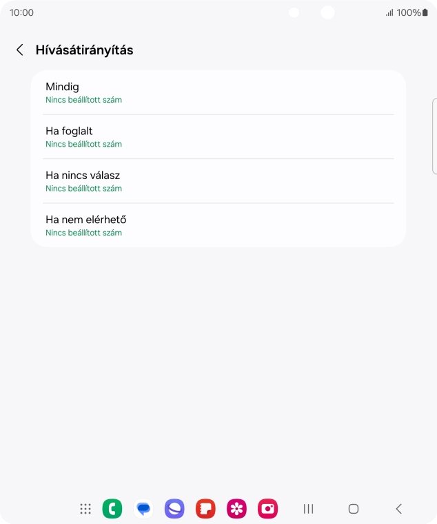 Kattints a kívánt hívásátirányítás-típusra.