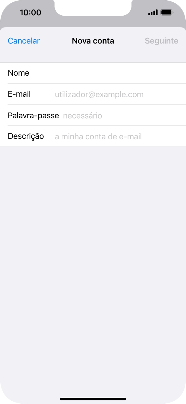 Prima E-mail e introduza o seu endereço de e-mail.