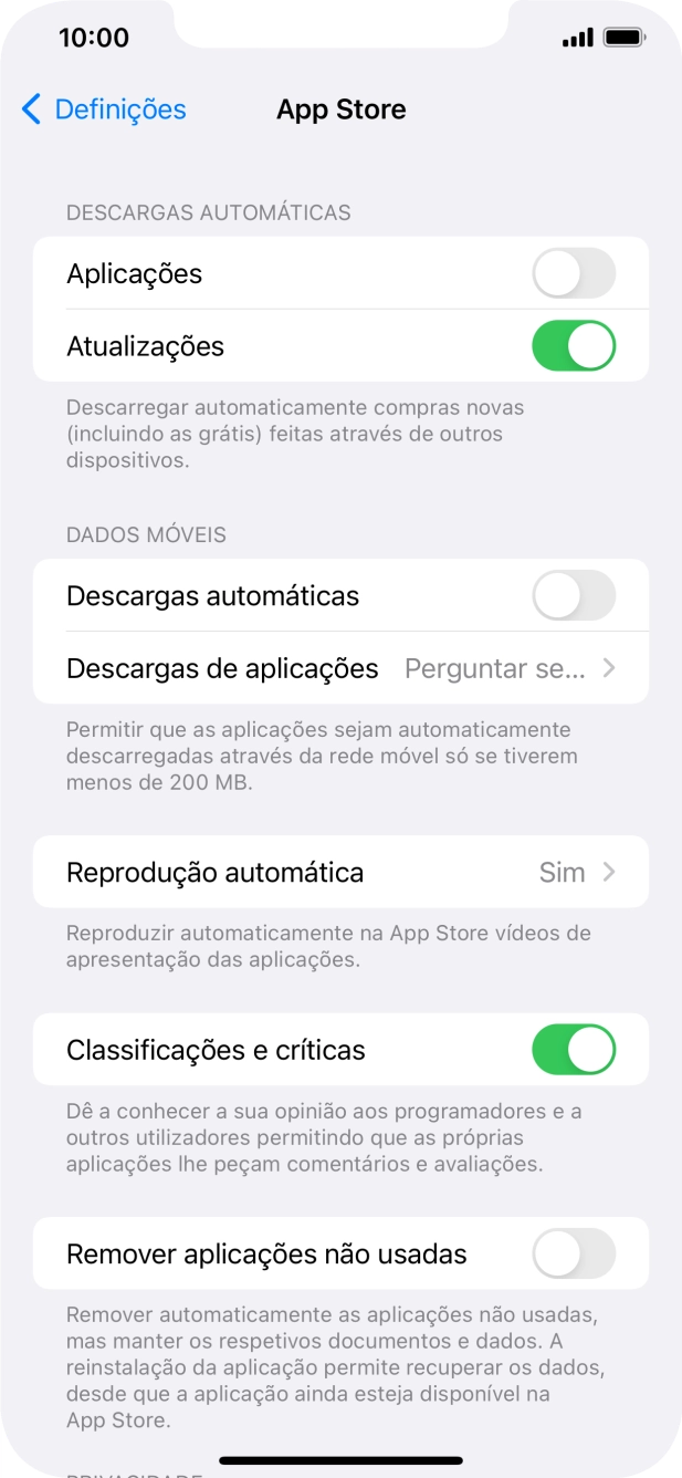 Prima o indicador junto aos tipos de conteúdo pretendidos para ativar ou desativar a função.
