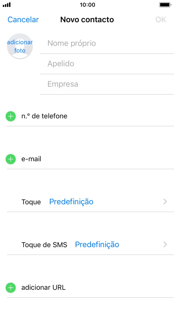 Prima Nome próprio e introduza o nome próprio.