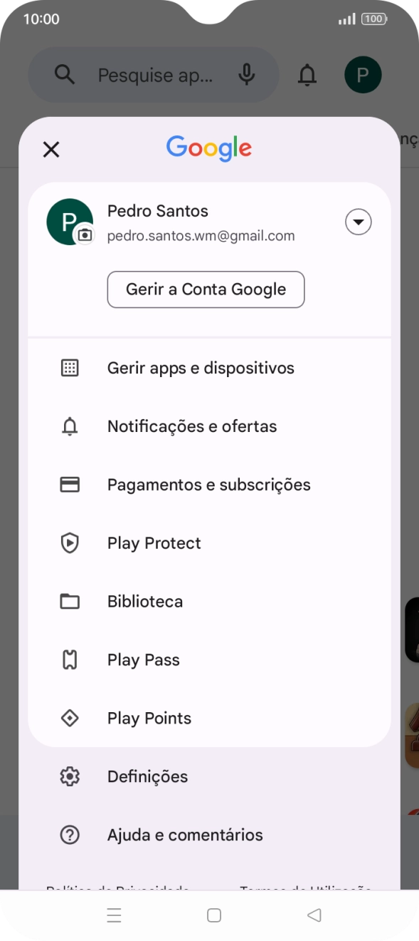 Prima Gerir apps e dispositivos.