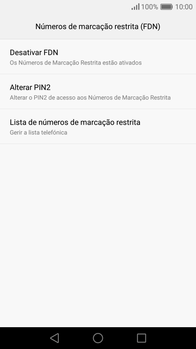Prima Desativar FDN para desativar a marcação permitida.