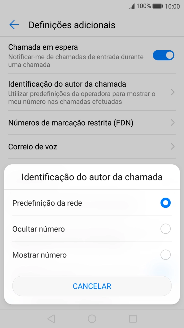 Prima Mostrar número para ativar a visualização do seu número.
