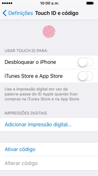Prima Adicionar impressão digital... e siga as indicações no ecrã para adicionar a sua impressão digital.