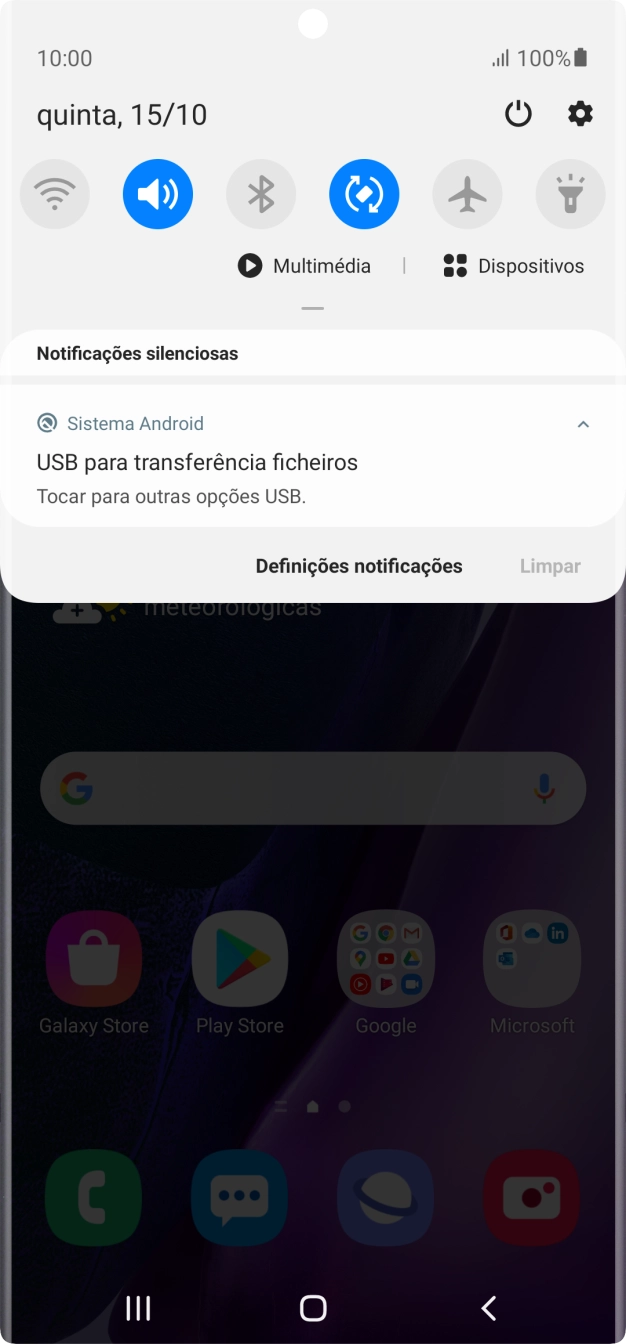 Prima Tocar para outras opções USB..