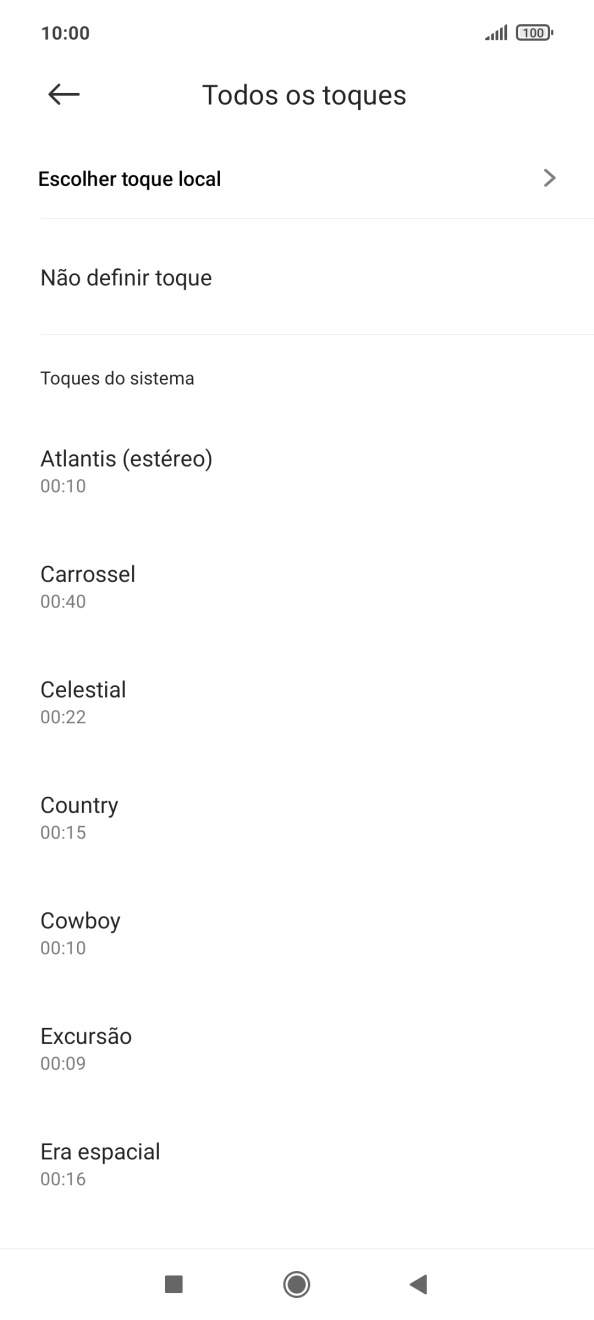 Prima Escolher toque local.