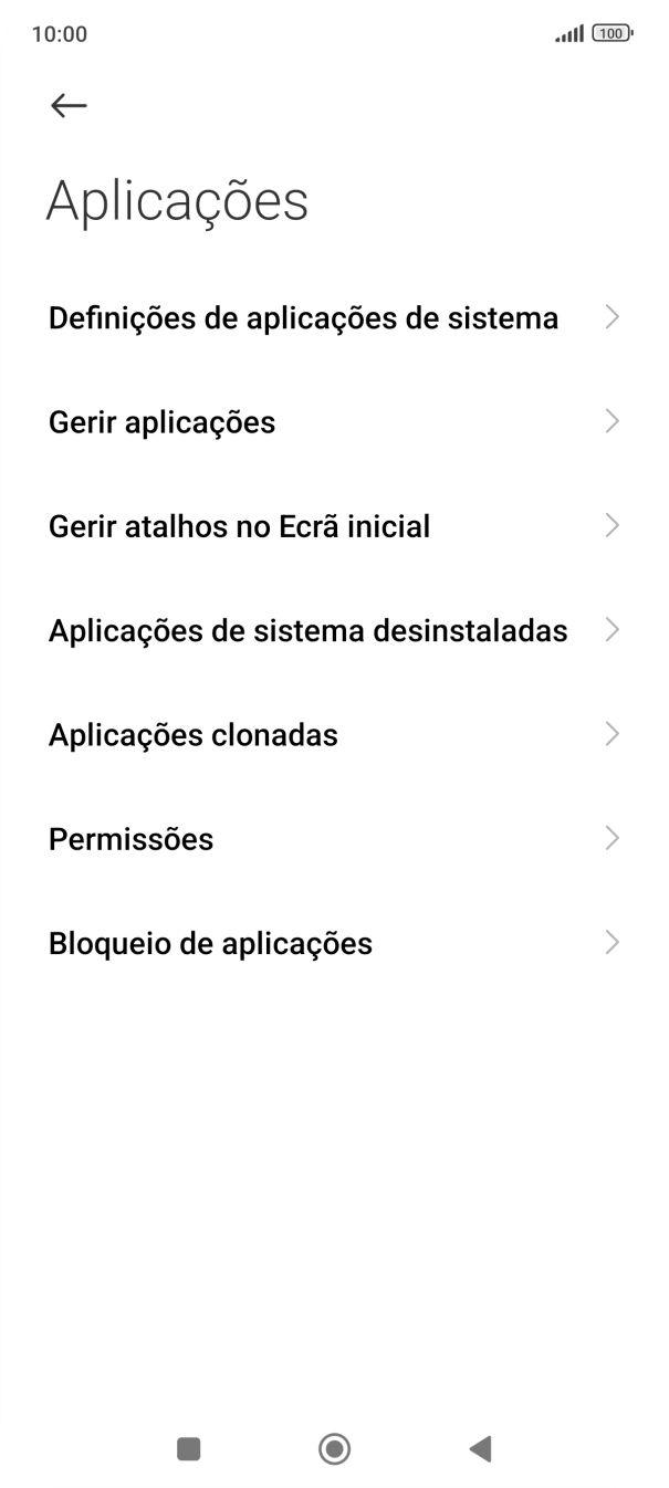 Prima Gerir aplicações.