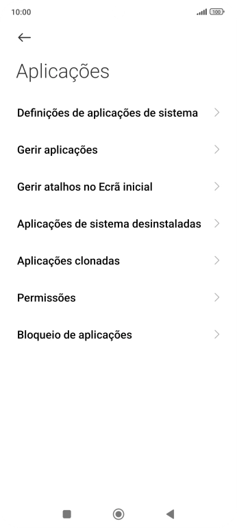 Prima Gerir aplicações.
