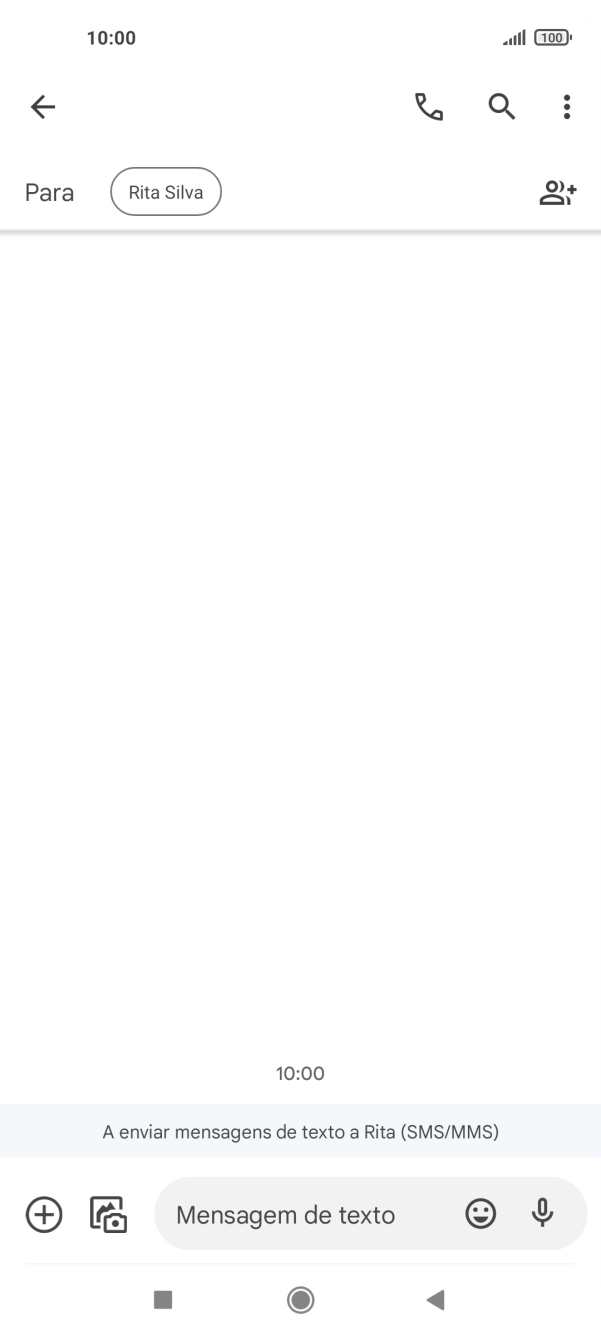 Prima o campo de escrita e escreva o texto da sua mensagem curta.