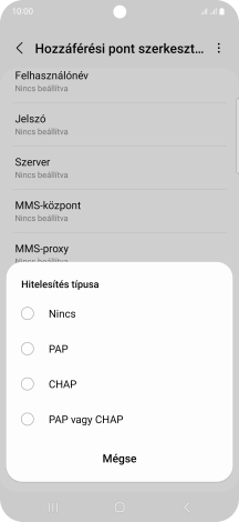 Válaszd a PAP lehetőséget.