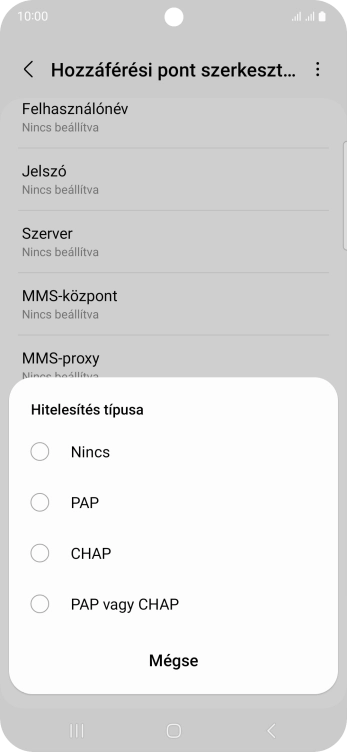 Válaszd a PAP lehetőséget.