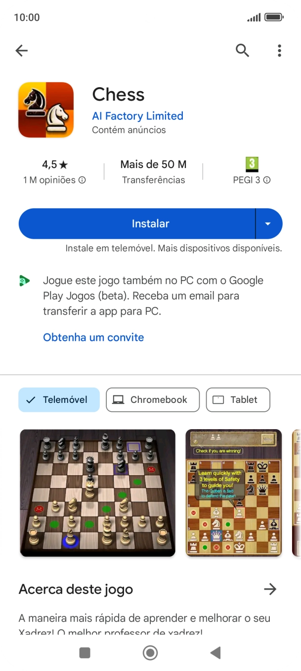 Prima Instalar e siga as indicações no ecrã para instalar a app.