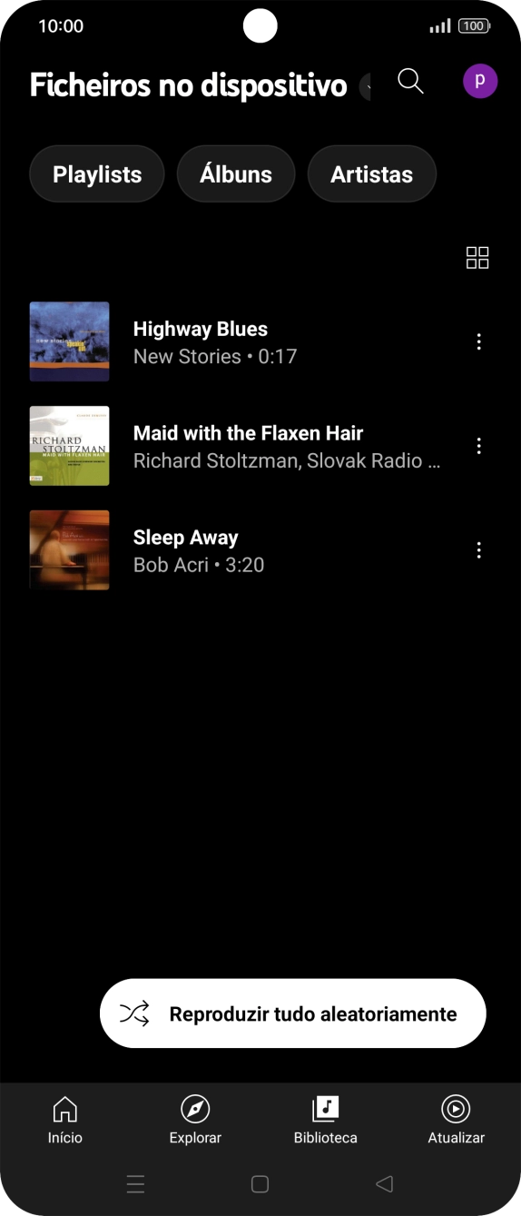 Prima o ficheiro de música pretendido.