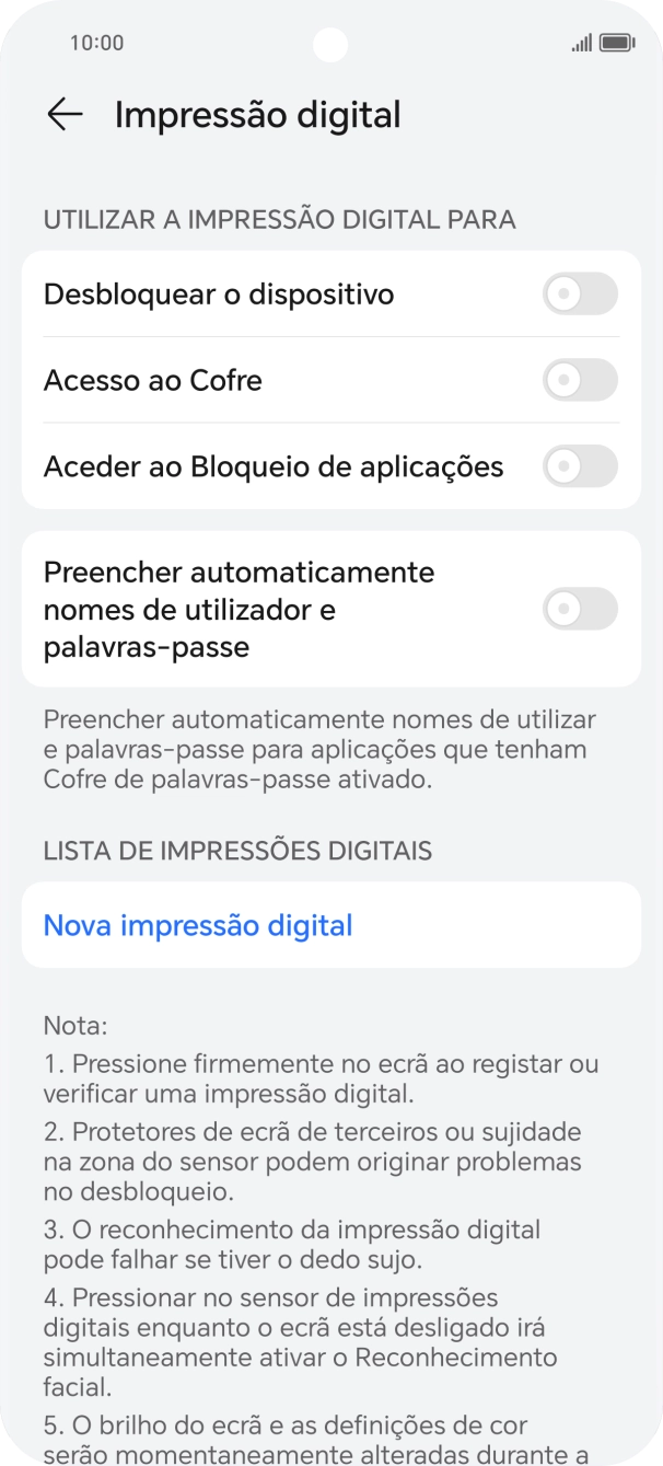 Prima Nova impressão digital.