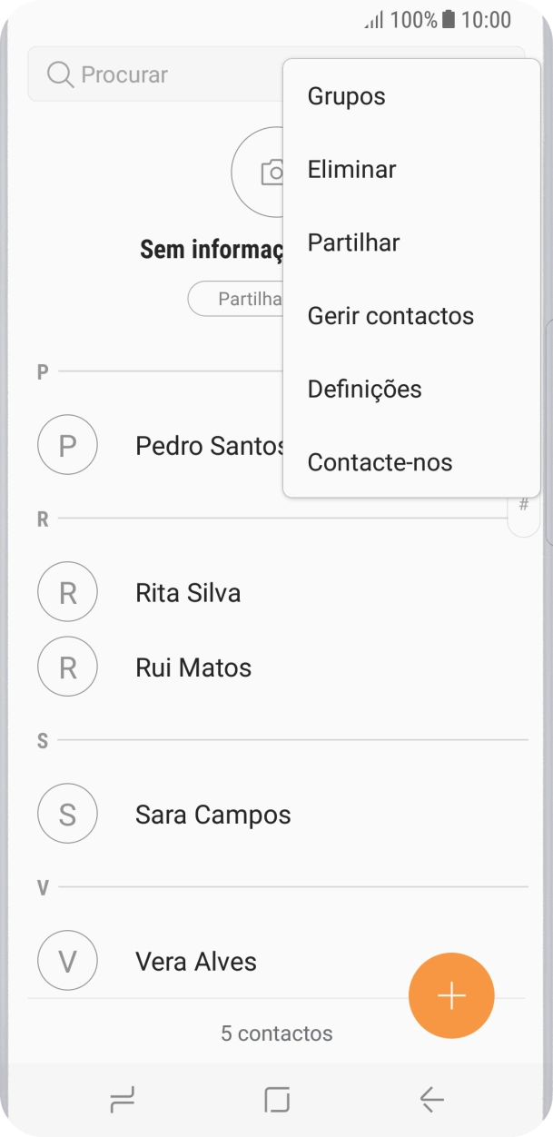 Prima Gerir contactos.