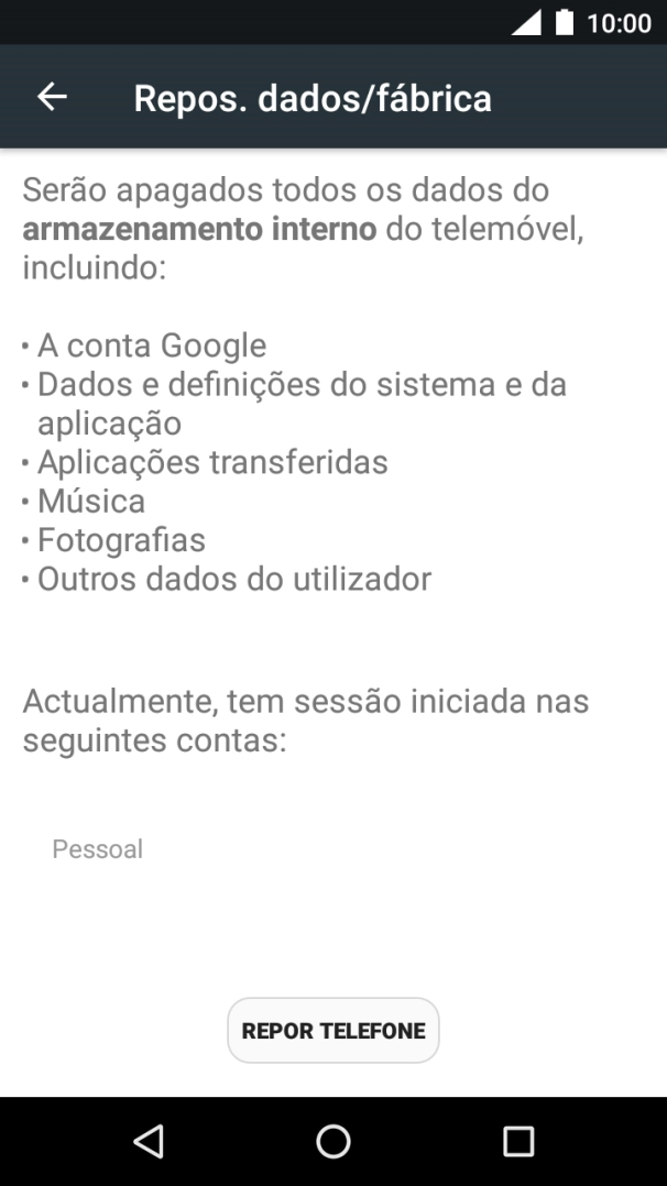 Prima REPOR TELEFONE.