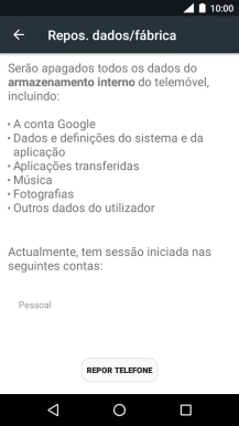 Prima REPOR TELEFONE.