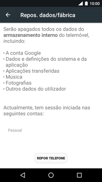 Prima REPOR TELEFONE.