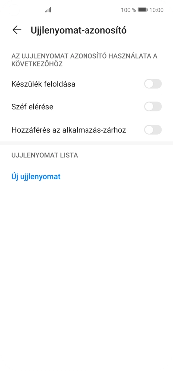 Válaszd az Új ujjlenyomat lehetőséget.