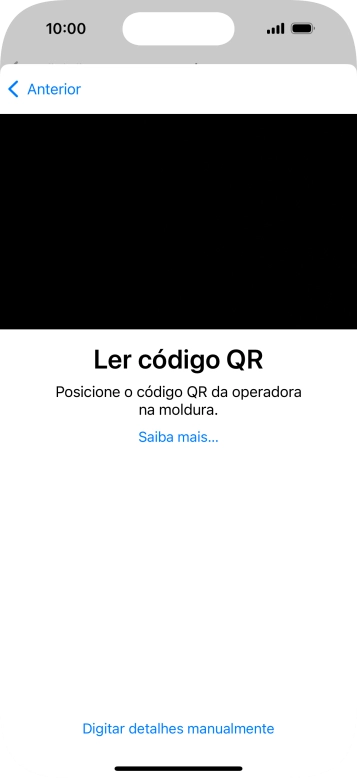 Para scanear o código QR enviado, enquadre-o na moldura da câmara do telefone.