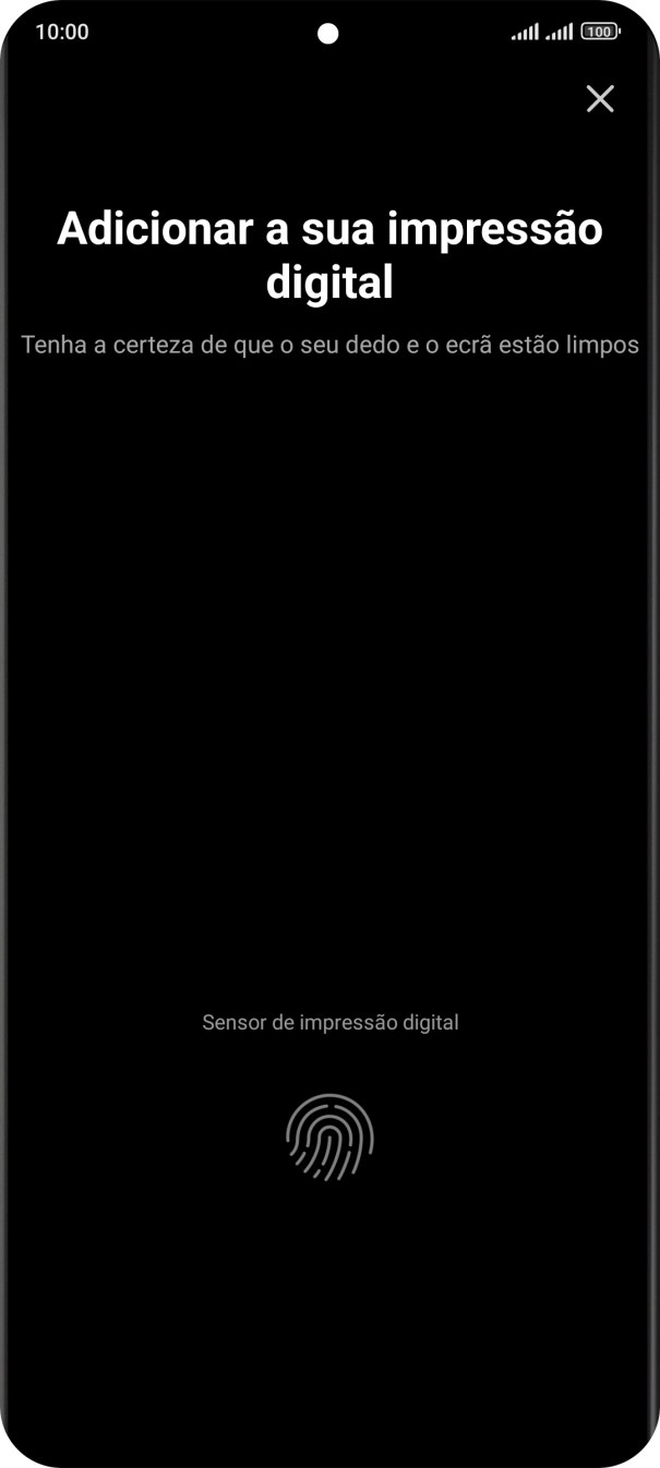 Siga as indicações no ecrã para definir a impressão digital como código de bloqueio.