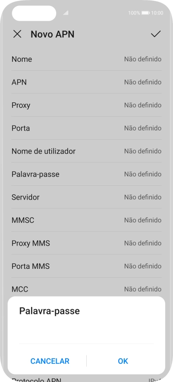Introduza vodafone e prima OK.