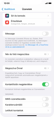 Kattints az „iMessage” melletti csúszkára a funkció bekapcsolásához.