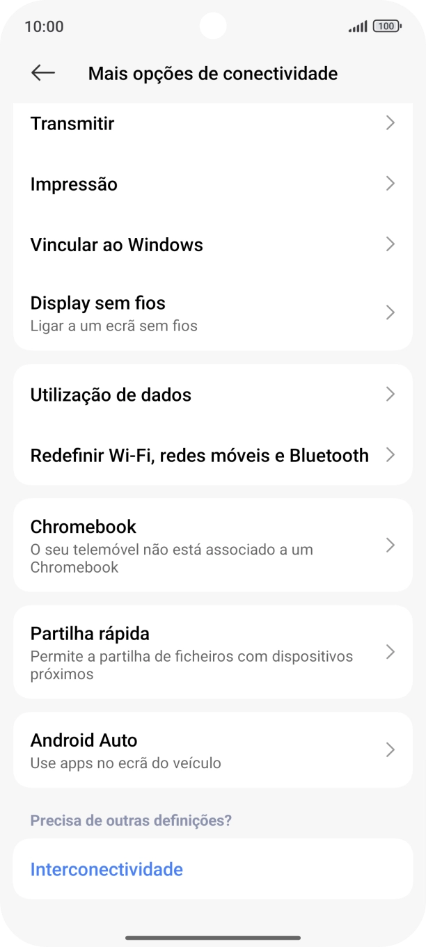 Prima Redefinir Wi-Fi, redes móveis e Bluetooth.
