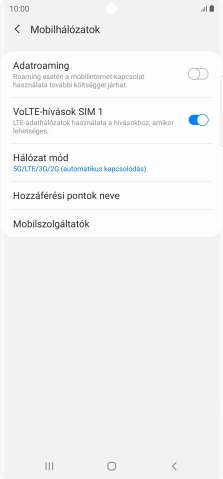 Válaszd a Mobilszolgáltatók lehetőséget.