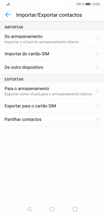 Prima Importar do cartão SIM.