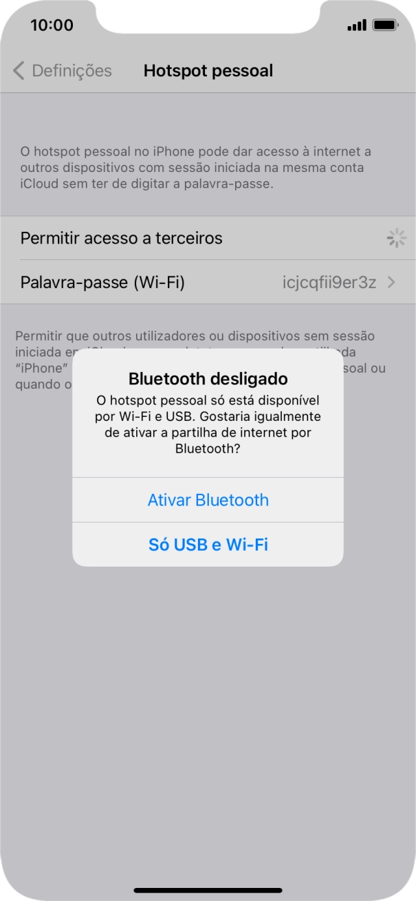 Se o Wi-Fi estiver ativado, prima Só USB e Wi-Fi .