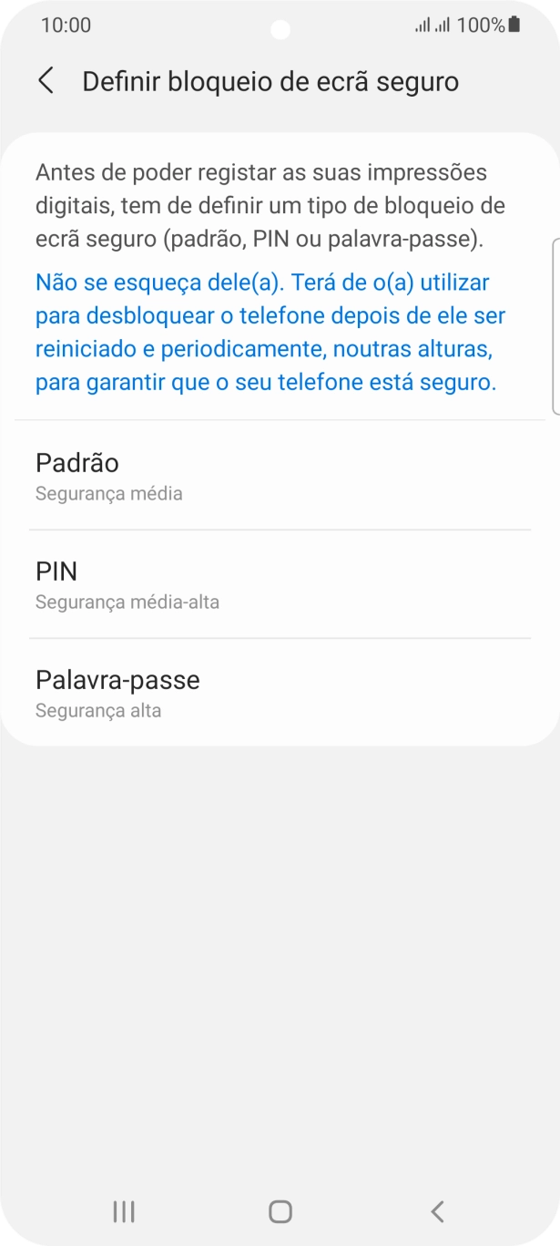 Prima o código de bloqueio do telefone pretendido e siga as indicações no ecrã para estabelecer um código de bloqueio adicional.
