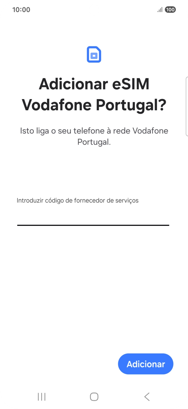 Introduza o código de confirmação enviado e prima Adicionar.