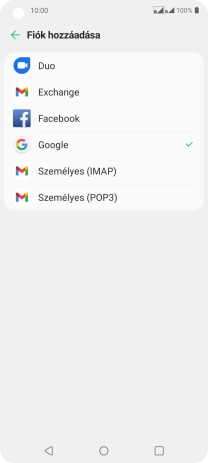 Válaszd a Google lehetőséget.