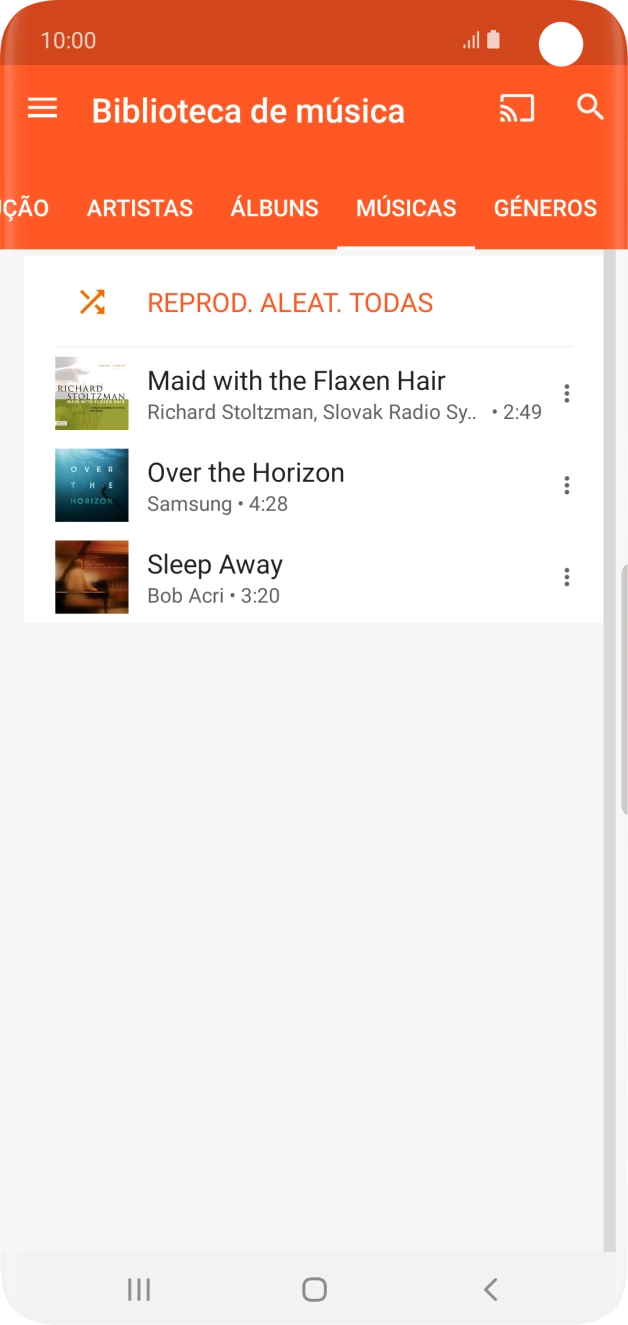 Prima o ficheiro de música pretendido.