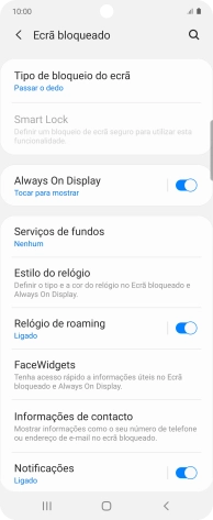 Prima Tipo de bloqueio do ecrã.