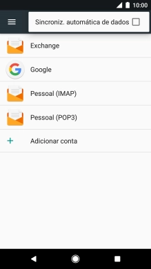 Prima Sincroniz. automática de dados para ativar ou desativar a função.