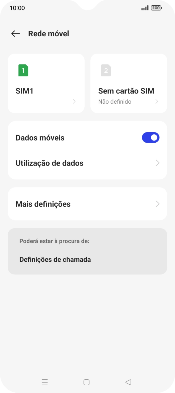 Prima o nome do cartão SIM.