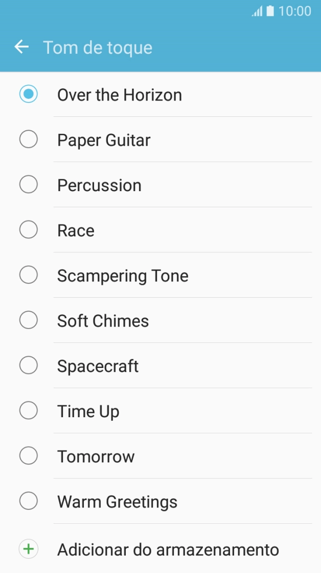 Prima Adicionar do armazenamento.