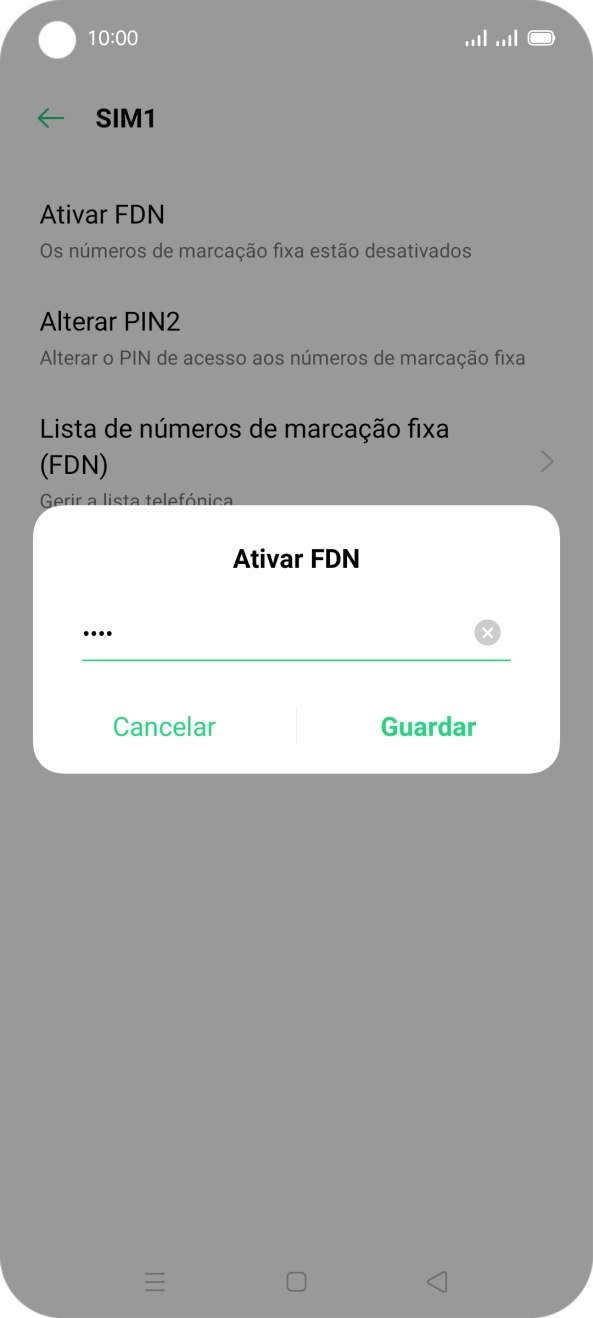 Introduza o código PIN2 e prima Guardar.