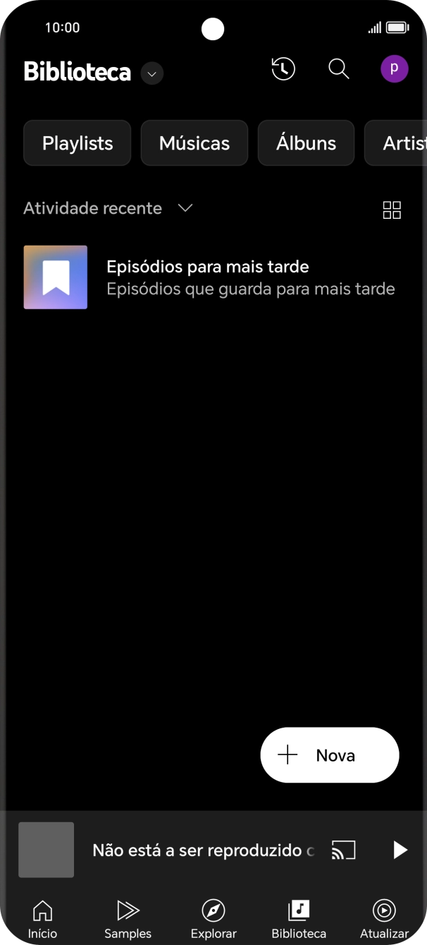 Prima a lista suspensa.