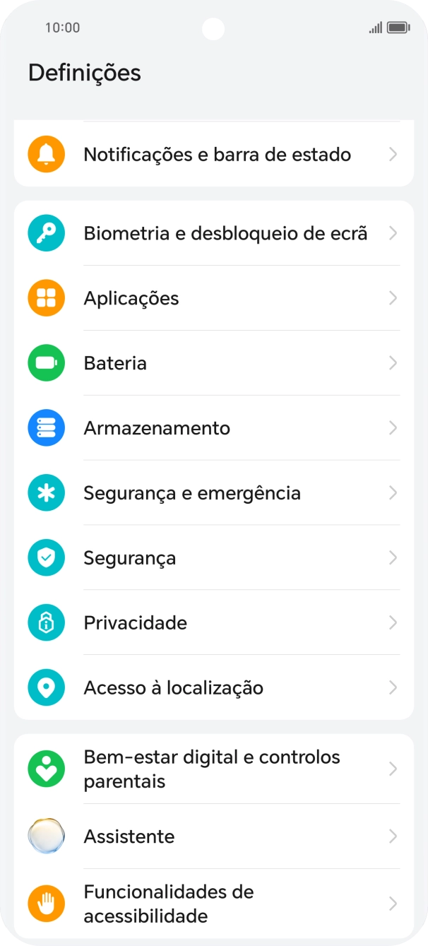 Prima Biometria e desbloqueio de ecrã.