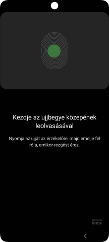 Kövesd a kijelzőn megjelenő utasításokat képernyőzár létrehozásához ujjlenyomattal.