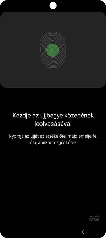 Kövesd a kijelzőn megjelenő utasításokat képernyőzár létrehozásához ujjlenyomattal.