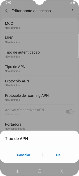 Introduza mms e prima OK.