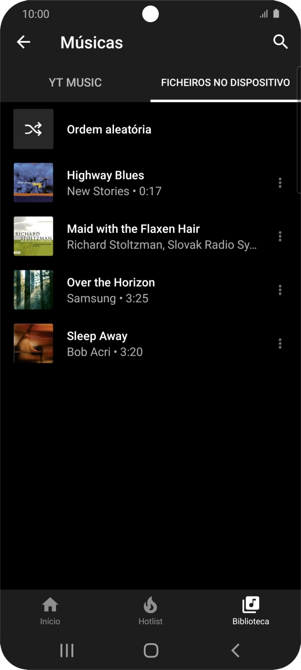 Prima o ficheiro de música pretendido.