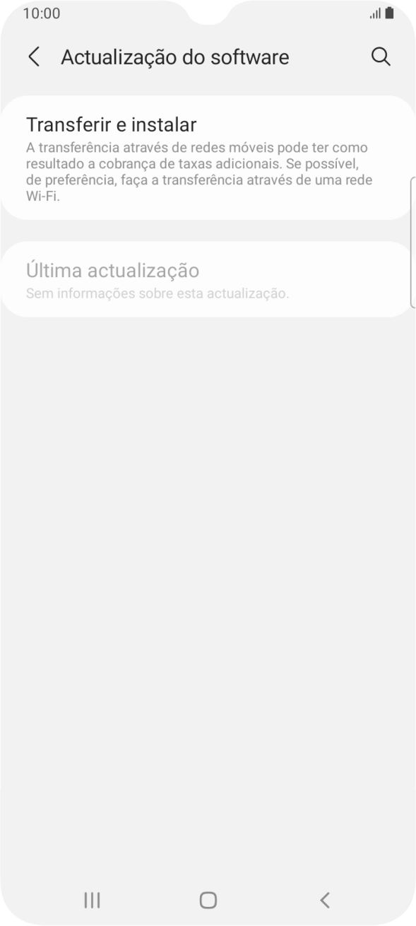 Prima Transferir e instalar. Se existir uma nova versão de software disponível, será agora indicado no ecrã. Siga as indicações no ecrã para atualizar o software do telefone.